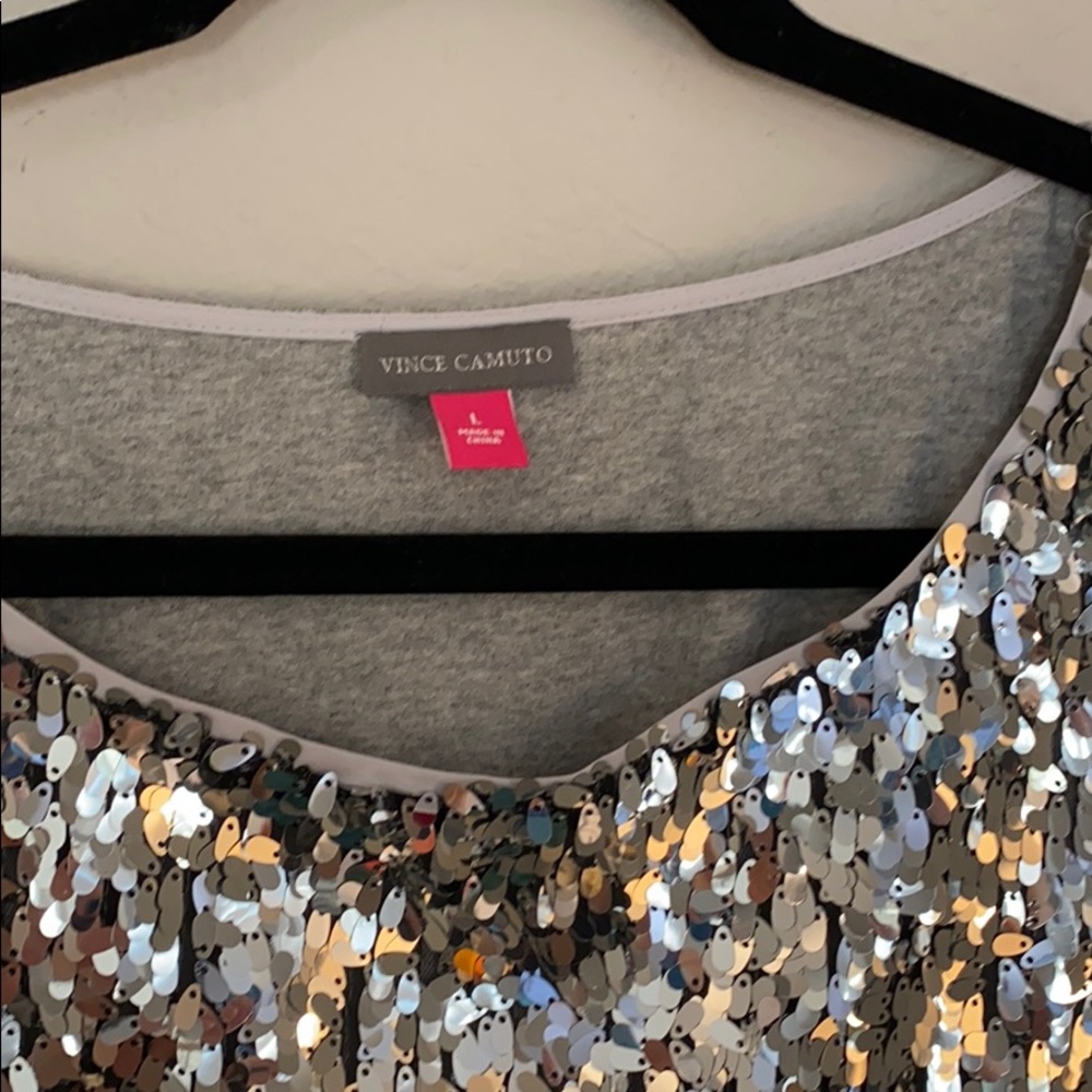 Vince Camuto Silver Sequin Top - Picture 5 of 9